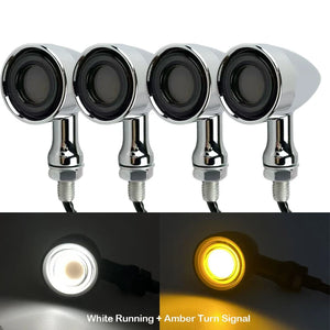 Clignotants LED universels avant/arrière type bullet avec veilleuse et feu stop moto - vue 9