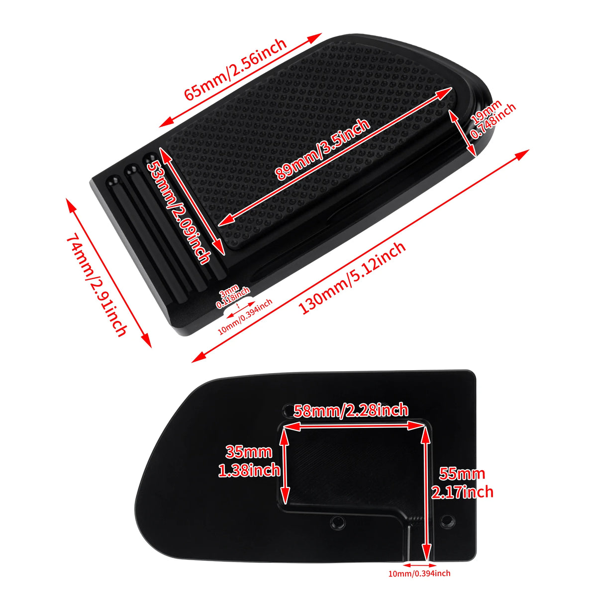 Cache de pédale de frein noir et chromé pour Harley-Davidson Softail - vue 6
