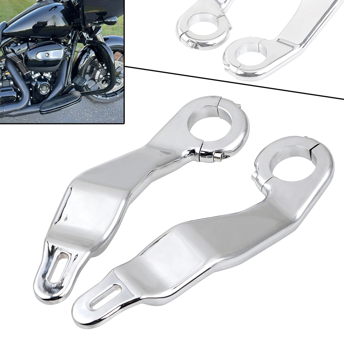 Support de carénage chromé pour moto Harley Road Glide - vue 1
