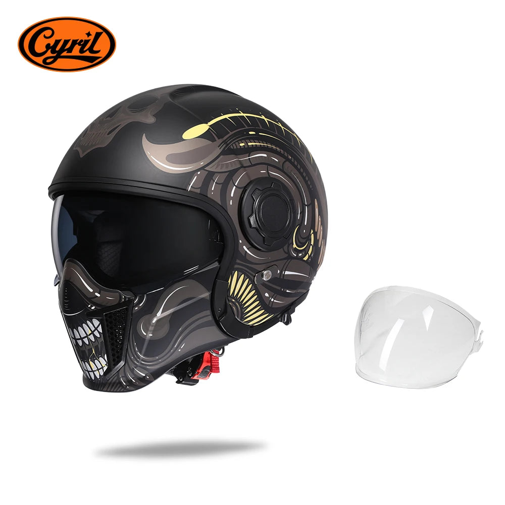 Casque moto modulable rétro, mentonnière relevée - vue 16