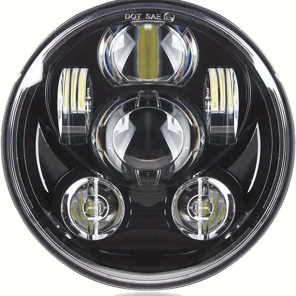 Phare LED 5,75 pouces noir pour Harley Dyna Sportster Softail - vue 1