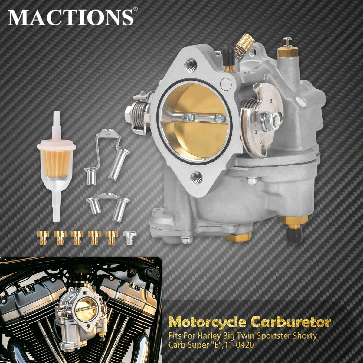 Carburateur Super E style shorty - Harley Big Twin, Sportster, Electra Glide, Fatboy, Lightning – photo 1/7