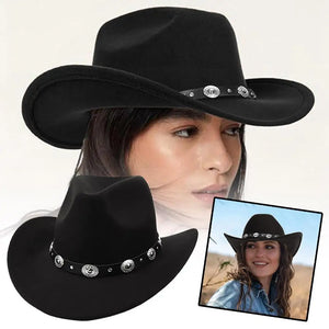 Chapeau cowboy femme - bord roulé et boucle western - vue principale