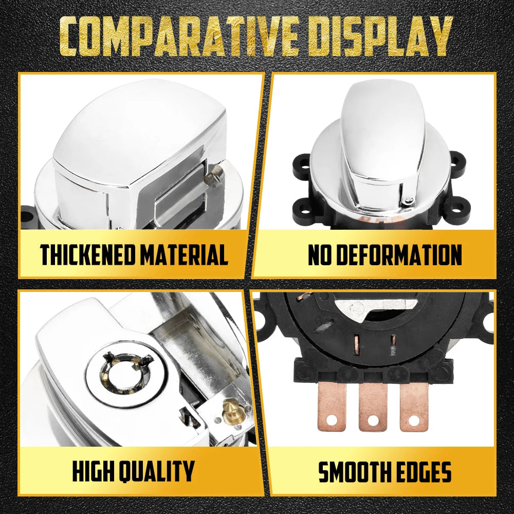 Contacteur d'Allumage 3 Positions avec Clés - Harley-Davidson Touring Road King 1996-2013, Softail Heritage FLSTC, Dyna, Fat Boy – photo 4/6