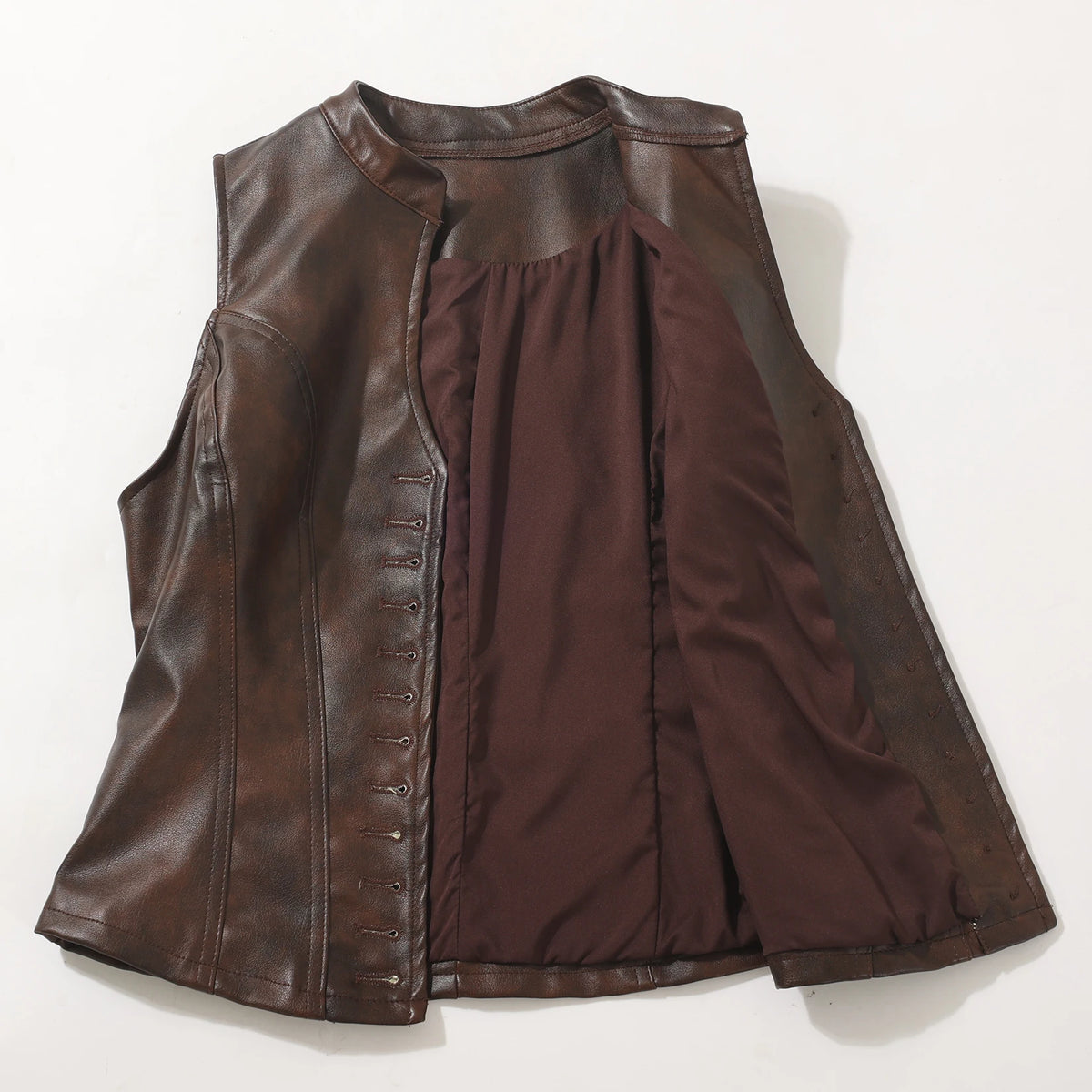 Gilet femme noir simili cuir style gothique - vue 6