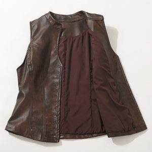 Gilet femme noir simili cuir style gothique - vue 6