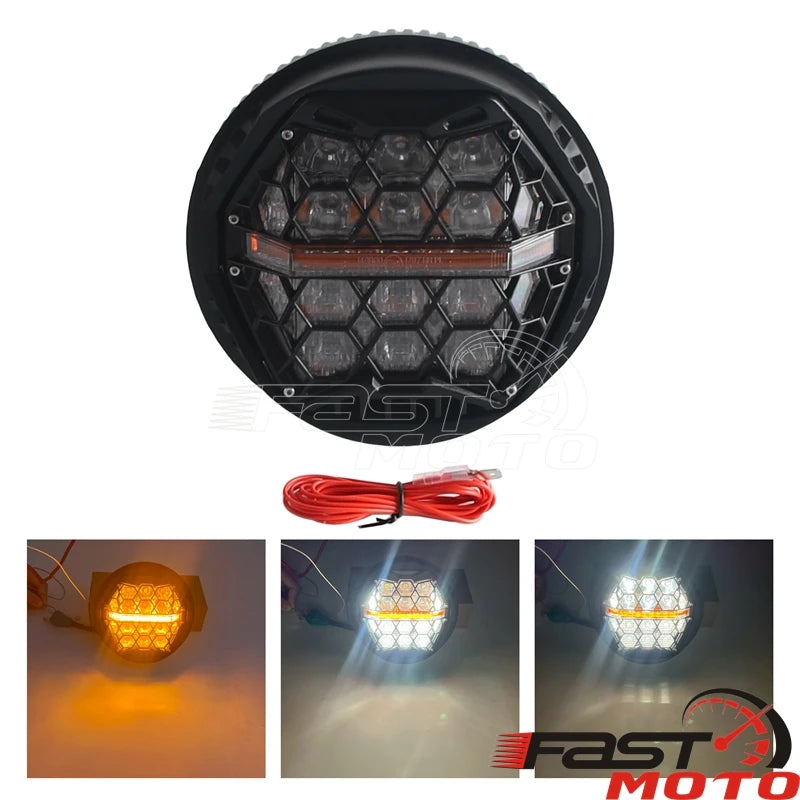 Phare LED rond noir pour moto Harley-Davidson V-Rod - vue 7
