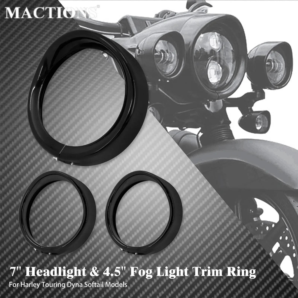 Cerclages de phare 7 pouces pour Harley Touring - vue 1