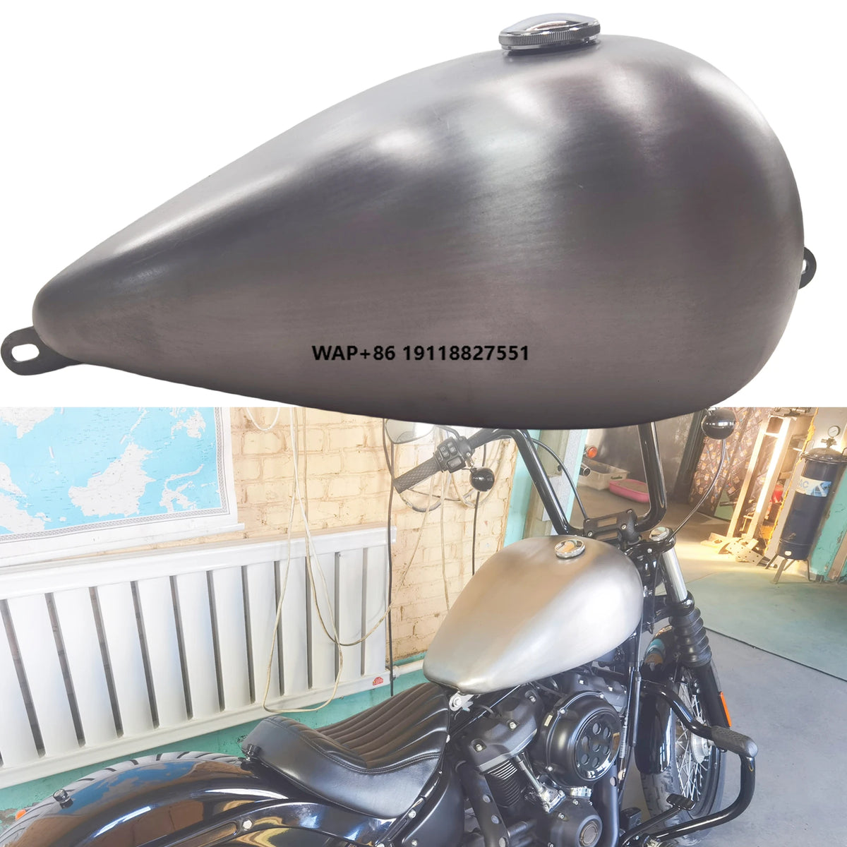 Réservoir d'essence brut grande capacité pour moto Harley-Davidson Softail - vue 1
