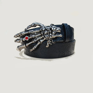 Ceinture grande taille simili cuir gaufré tête de mort - vue 13
