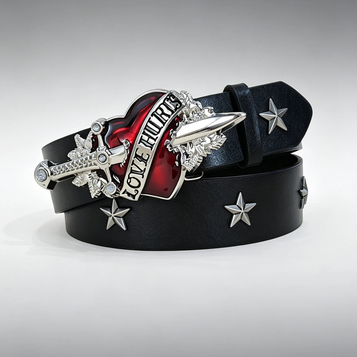 Ceinture homme cloutée boucle croix style punk - vue 6