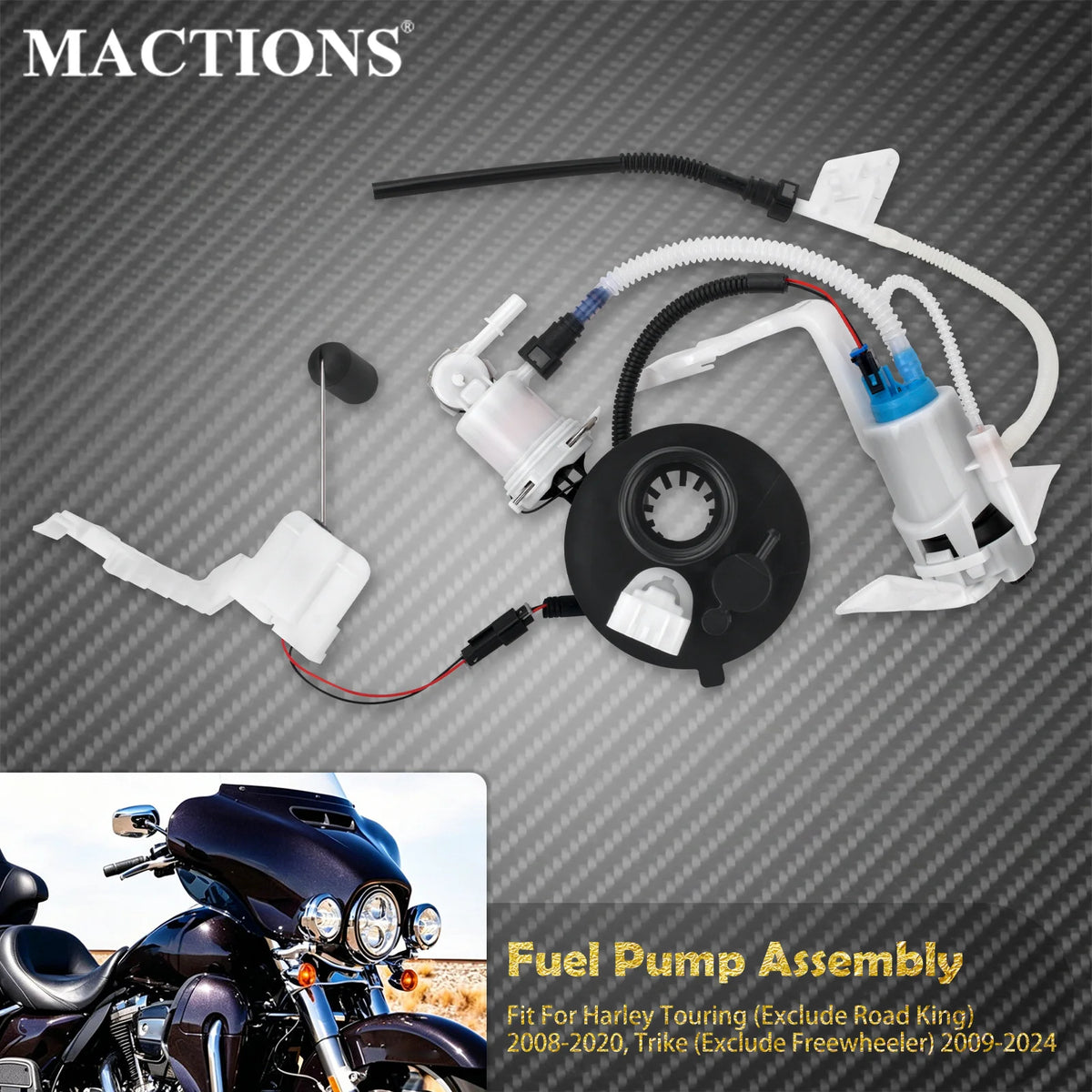 Pompe à essence complète - Harley Touring, Trike, Road Glide, Street Glide, Electra Glide Ultra Limited FLTR FLHX FLHT 2008-2024 – photo 1/6