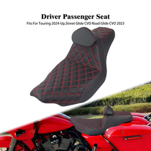 Selle biplace noire avec dossier conducteur pour Harley-Davidson Touring - vue 11
