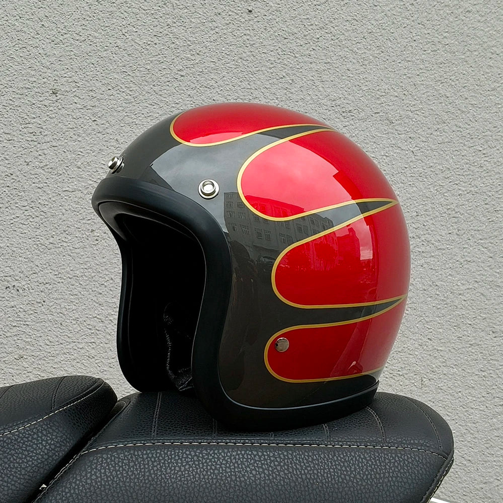 Casque moto rétro compact noir style japonais - vue de trois quarts - vue 6