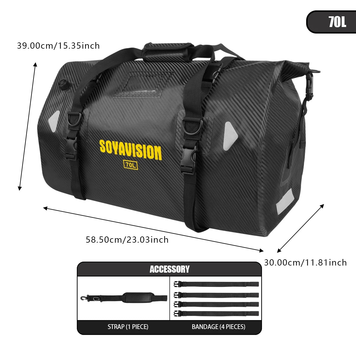 Sac de selle arrière noir étanche pour moto - vue 22