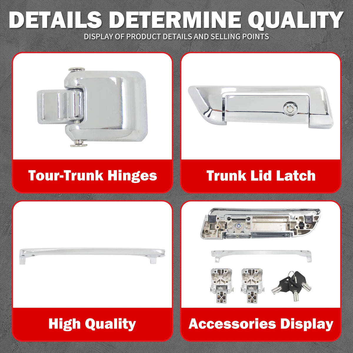 Kit loquet, charnières et clés pour top case Harley Touring - vue 4