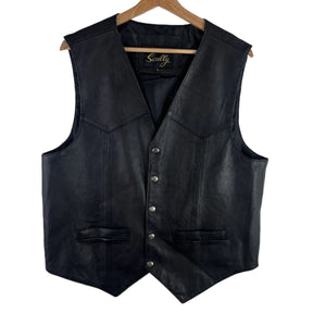 Gilet biker noir en simili cuir - vue - vue 1