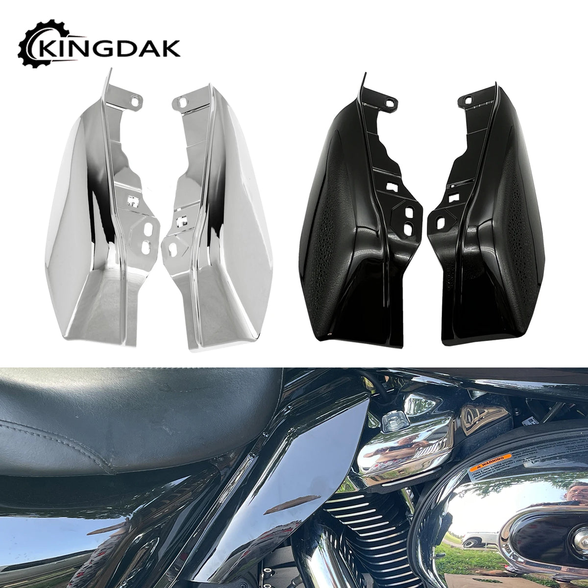 Déflecteur d'air mi-cadre Noir/Chrome - Harley-Davidson Touring 2017 et plus – photo 1/8