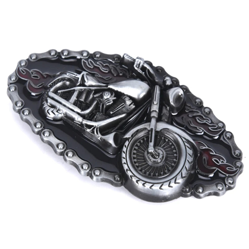 Boucle de ceinture métallique vintage motif motard cowboy - vue 1