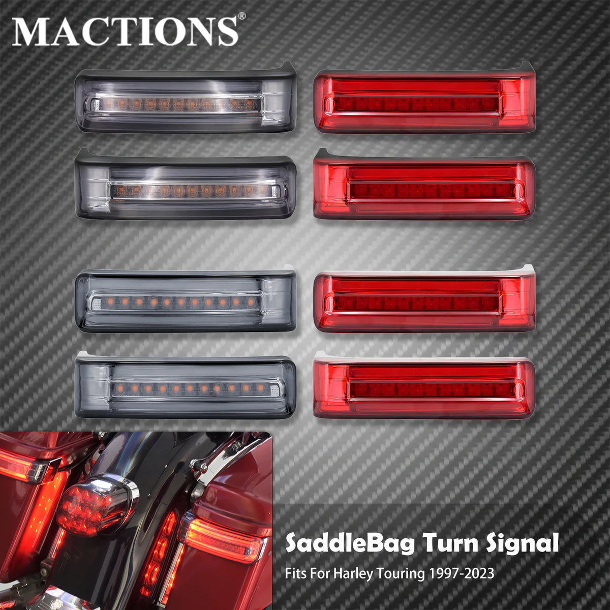 Feux LED de sacoche arrière (position/stop/clignotant) pour Harley-Davidson Touring, Road King, Electra Glide, Street Glide, Road Glide FLTRX 1997 et plus – photo 1/10