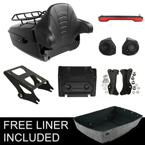 Malle top case noire avec dossier passager montée sur une Harley-Davidson Touring - vue 11
