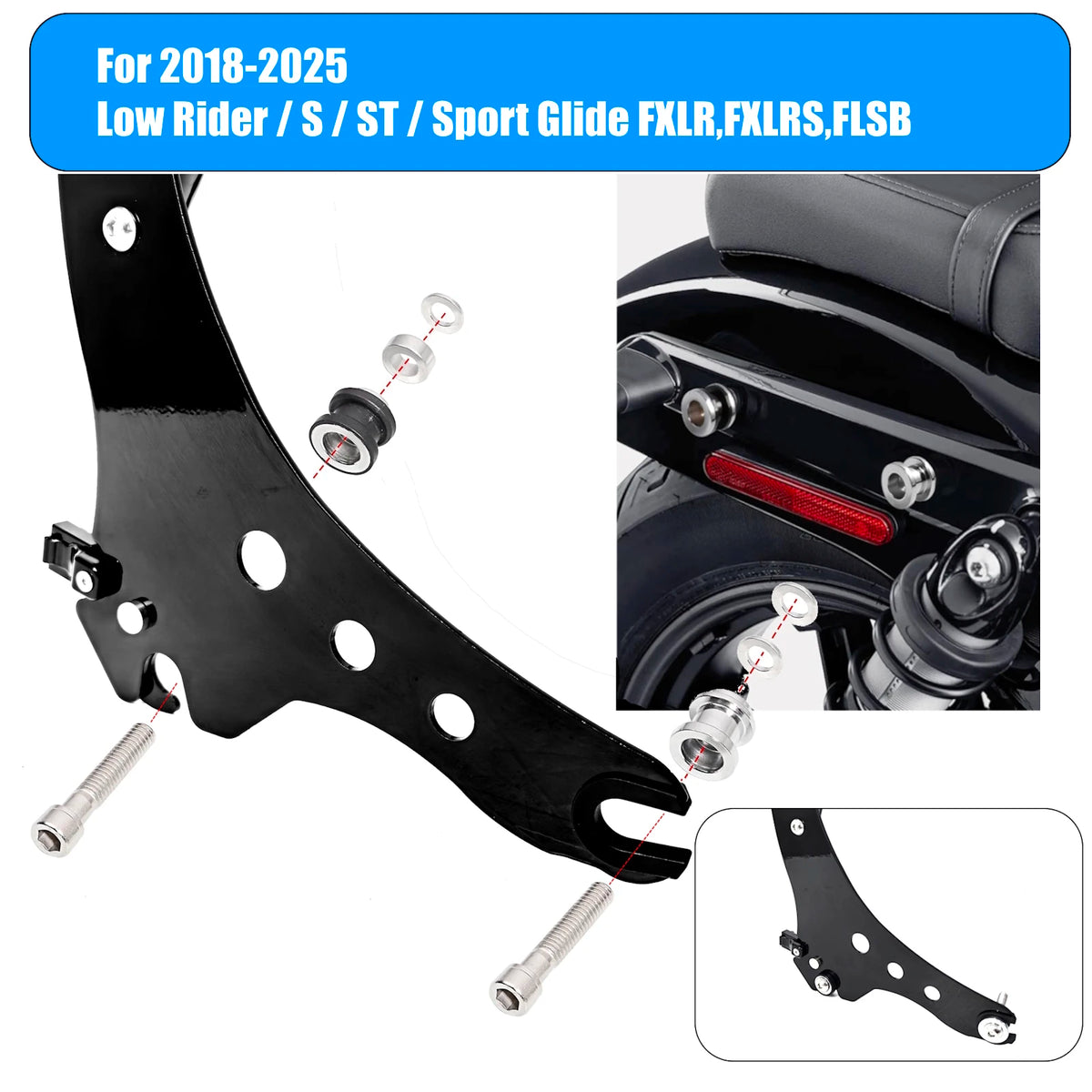 Sissy-bar dossier passager et porte-bagages pour Harley-Davidson Sport Glide et Low Rider FXLR/FXLRS/FXLRST - vue 5