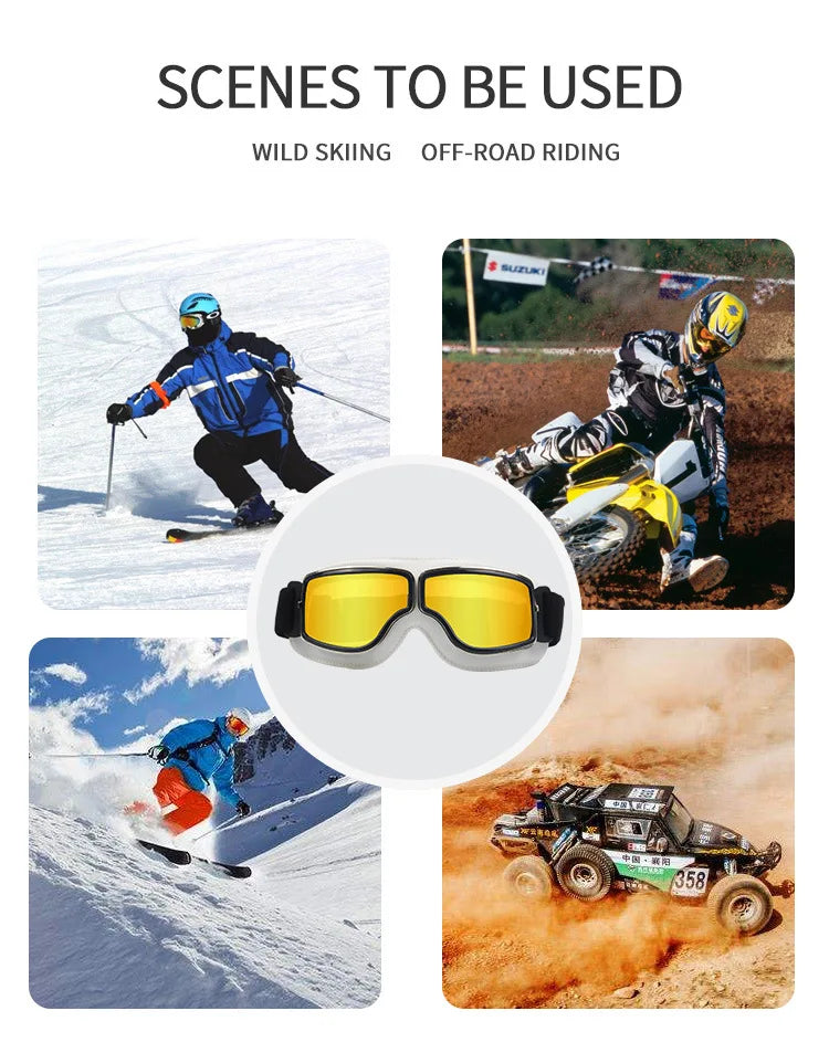 Lunettes de Moto Rétro Pliables en Cuir - Anti-Vent et Anti-Poussière - vue 5