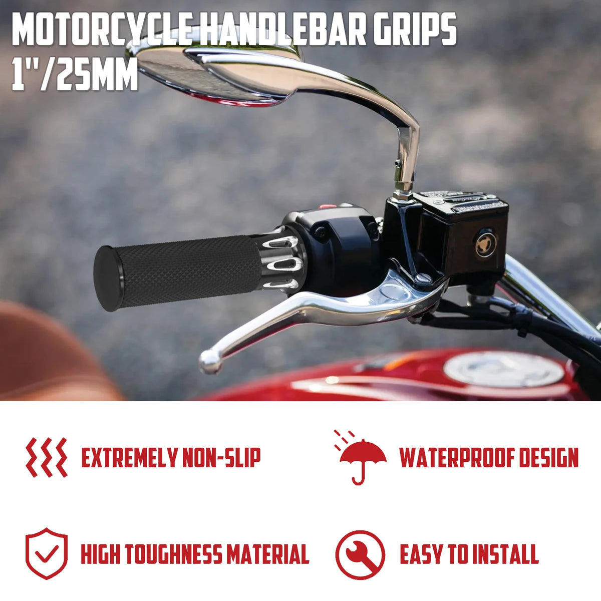 Poignées de guidon 1 po pour Harley Sportster, Dyna, Softail et Touring - vue 3