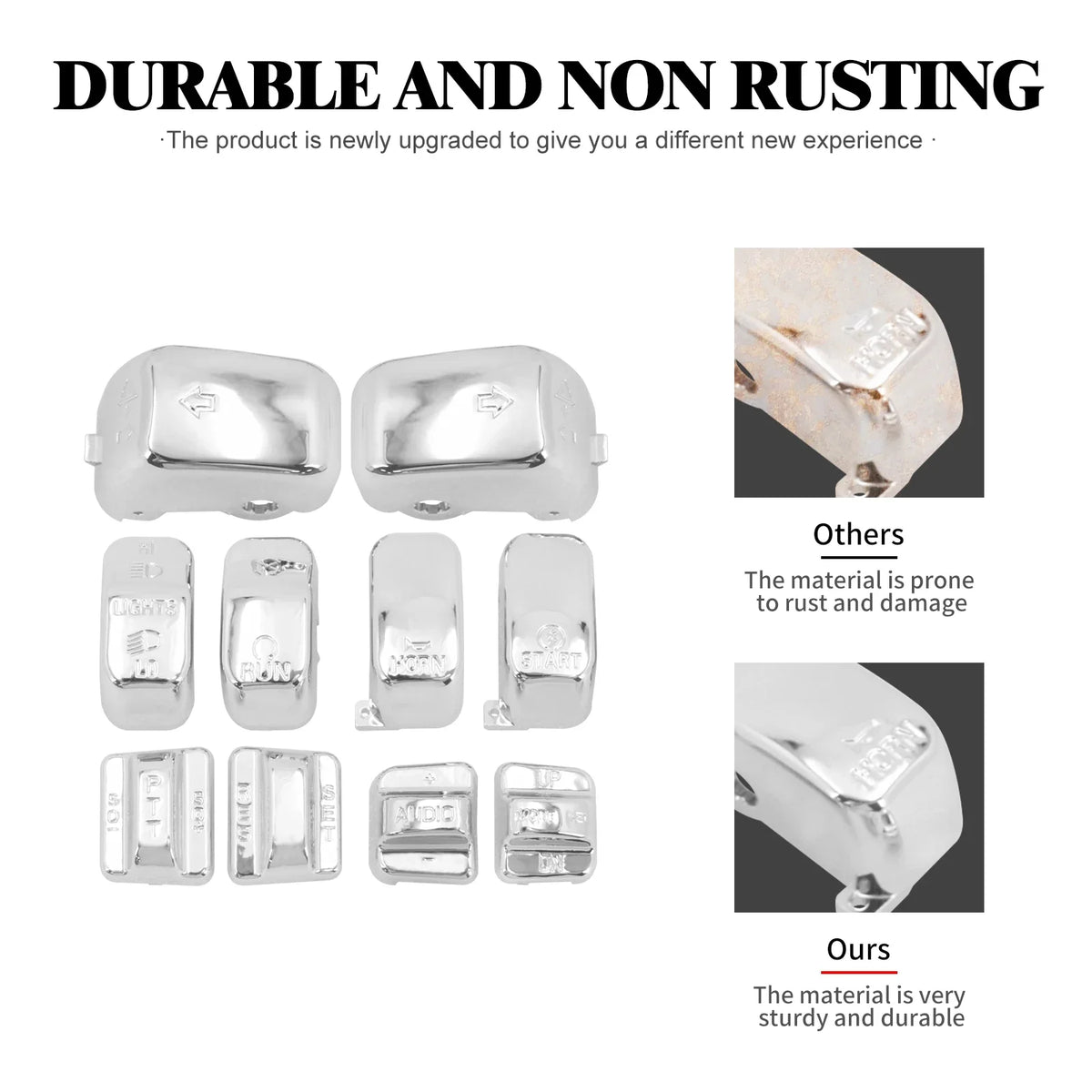Kit de caches boutons de commodos chromés pour Harley-Davidson Touring - vue 5