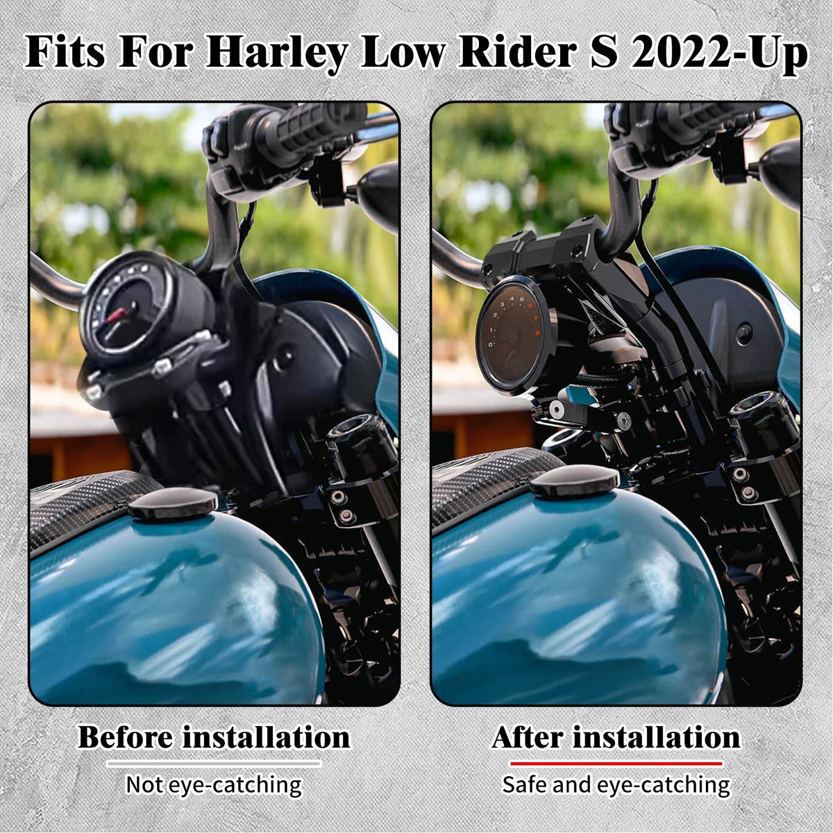 Kit de Rehausseurs de Guidon 10" avec Support Compteur (Kickback Risers) - Harley-Davidson Softail Low Rider S 2022-2024 – photo 2/9