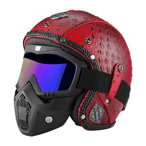 Casque Moto Vintage Ouvert en Cuir PU - Style Café Racer - vue 18