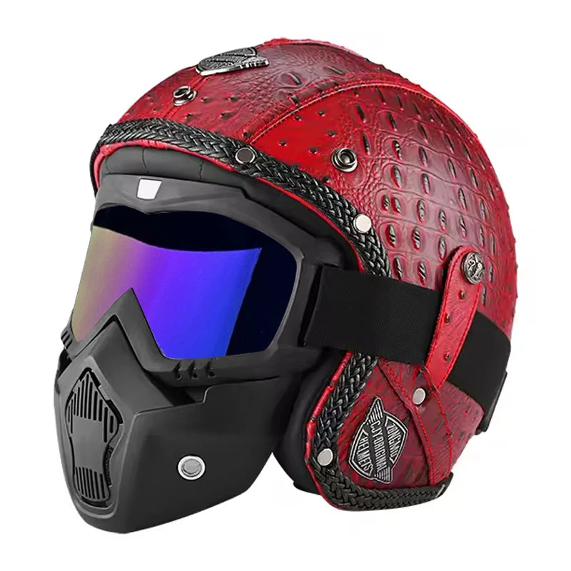 Casque Moto Vintage Ouvert en Cuir PU - Style Café Racer - vue 18