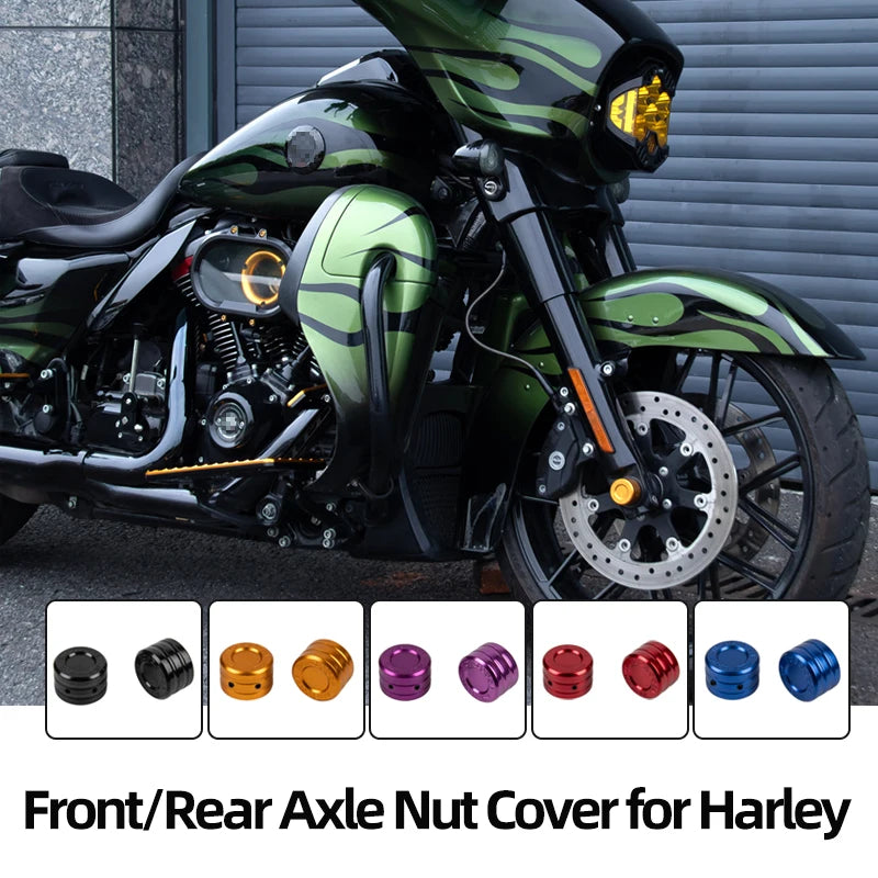 Caches d'Écrou d'Essieu Avant/Arrière CNC pour Harley Touring, Softail, Sportster – photo 1/24