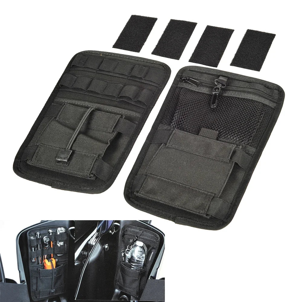Kit de doublures textiles noires installées dans une sacoche rigide de moto - vue 3