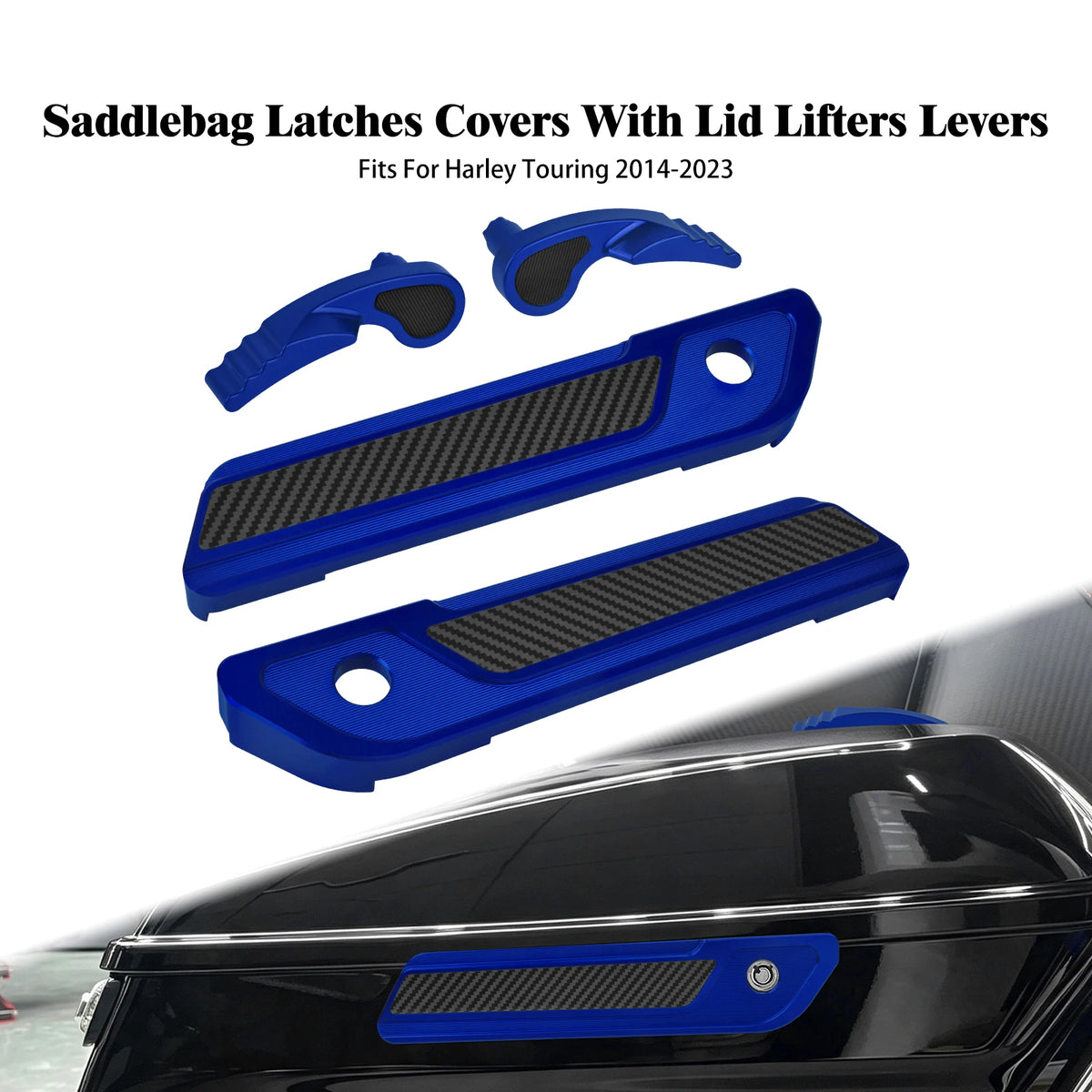 Cache de charnière de sacoche en aluminium noir pour Harley-Davidson Touring - vue 8