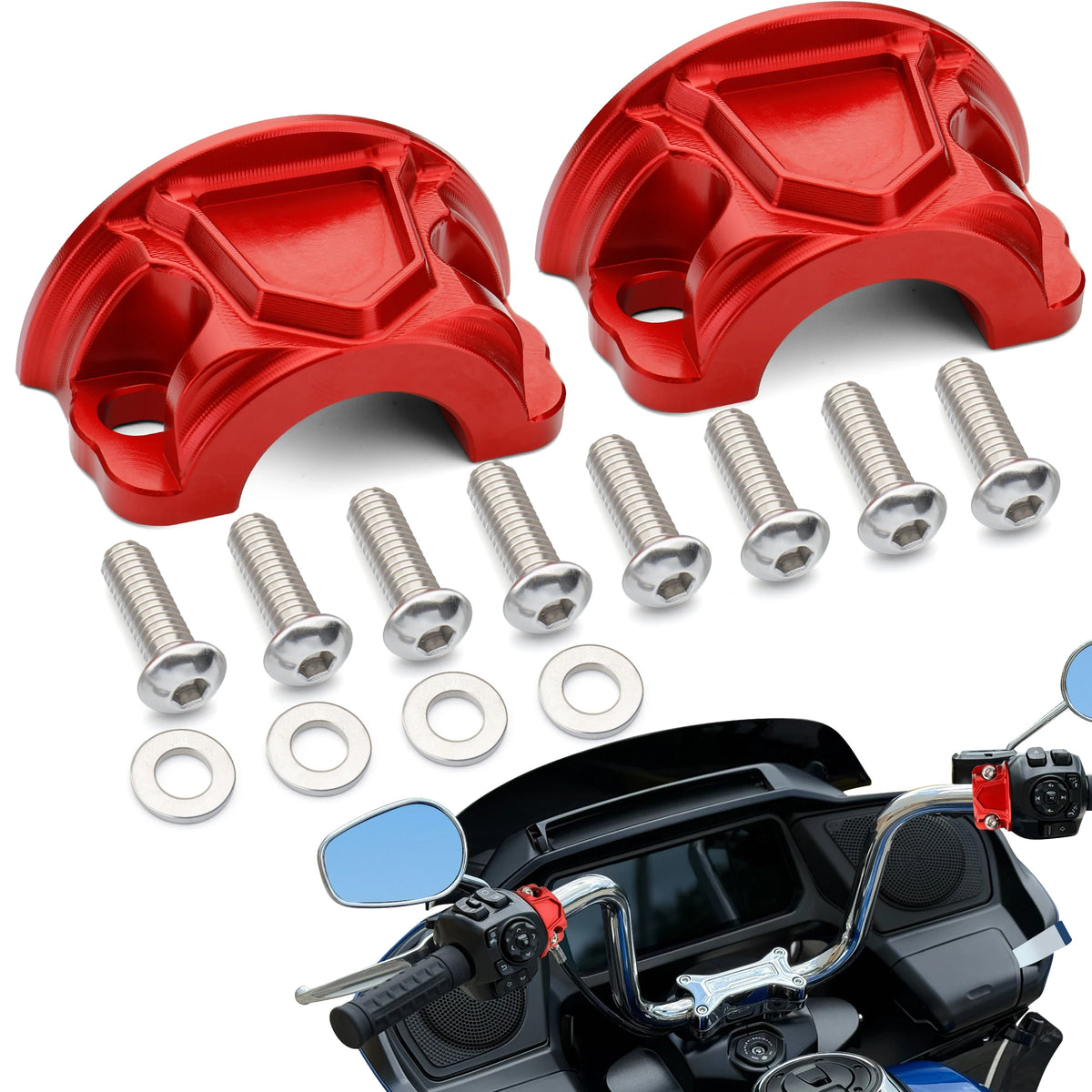 Demi-Colliers de Fixation pour Maître-Cylindre/Levier 1 pouce - Harley-Davidson Touring, Softail, Dyna et Sportster 1996 et plus récent – photo 1/14