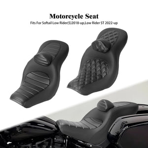 Selle duo noire avec dossier pour Harley-Davidson Softail - vue 1