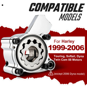 Pompe à Huile Haut Débit Chromée - Harley-Davidson Touring, Softail, Dyna, Twin Cam 88, 1999-2006 – photo 2/6