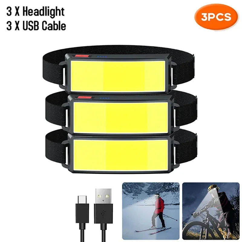 Lampe frontale LED COB puissante, rechargeable Type-C, batterie intégrée – photo 8/11