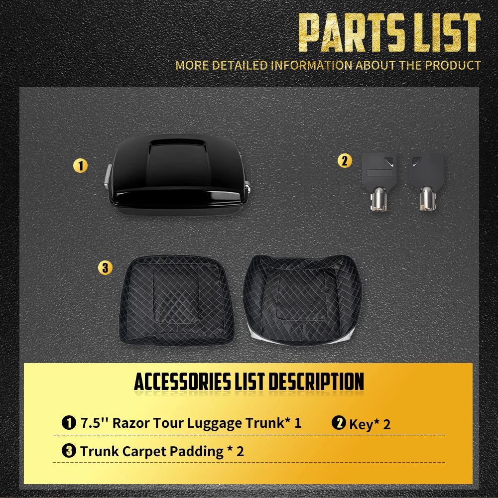 Top Case Arrière Chopped/Razor/King (7,5\"/10,7\"/13,7\") - Harley-Davidson Touring 2014-2025 – photo 7/12