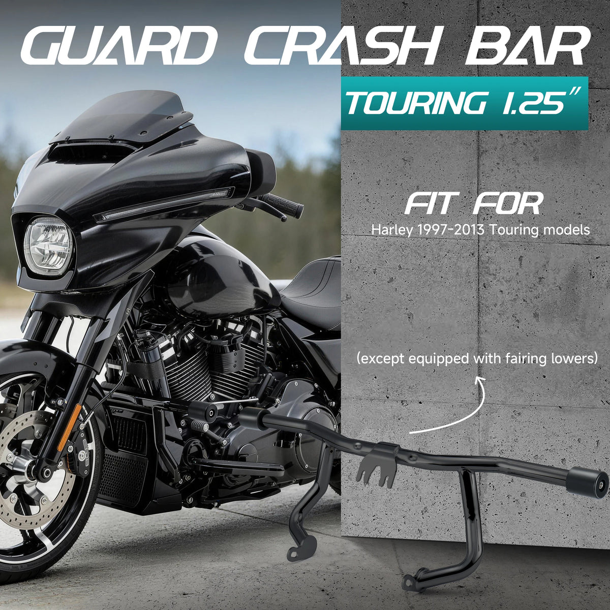 Barre de Protection Moteur 1.25" "Flat-Out" (Crash Bar) - Harley-Davidson Touring 1997-2013 – photo 2/6