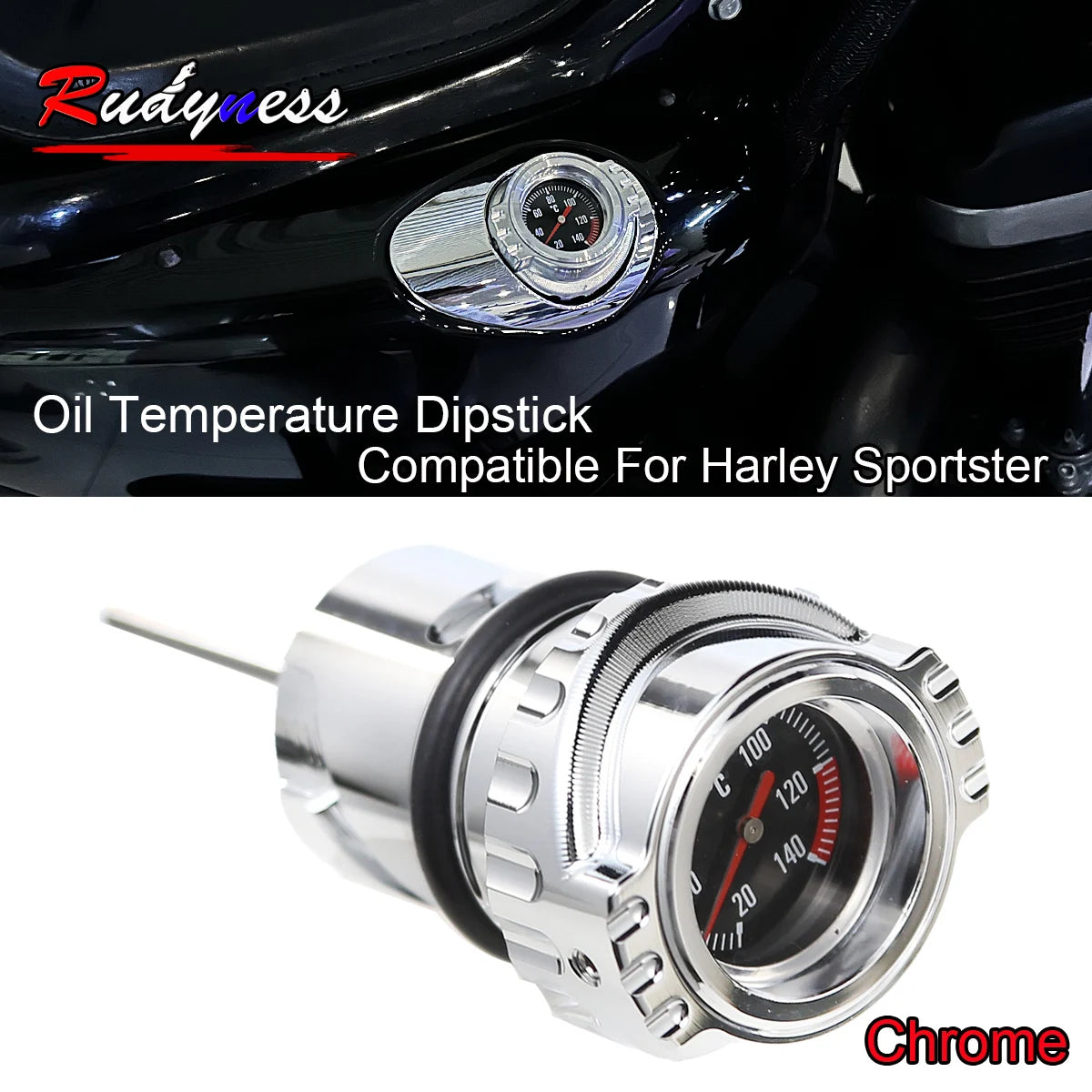 Jauge à huile chromée pour moteur Harley Sportster - vue 7