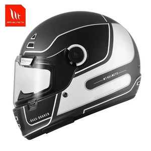 Casque moto intégral rétro noir - vue de face - vue 12