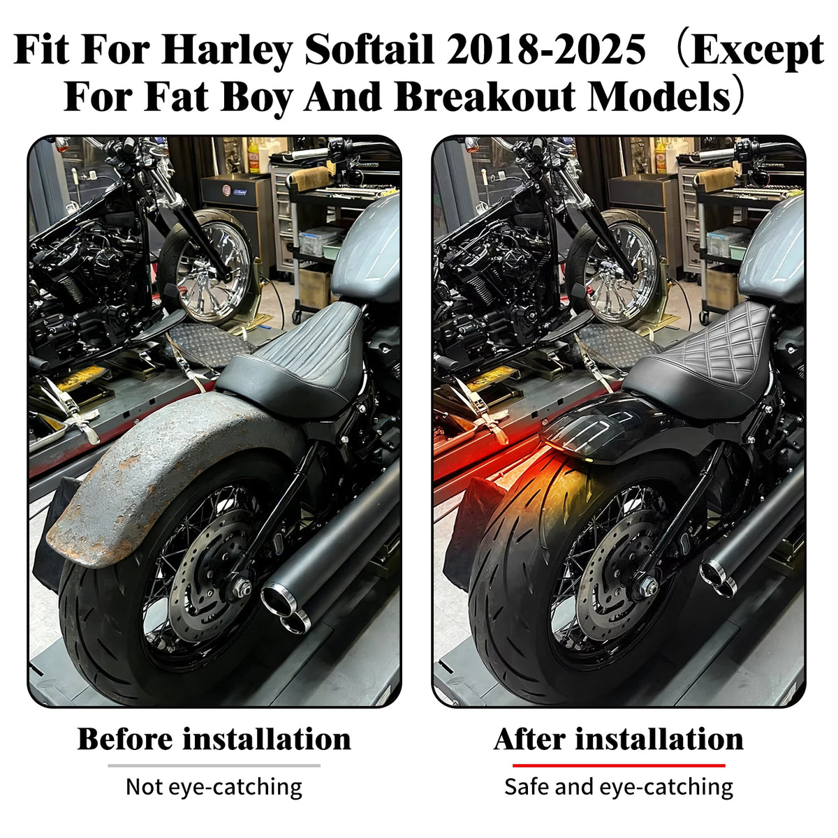 Kit garde-boue arrière et selle solo pour Harley-Davidson Softail - vue 2