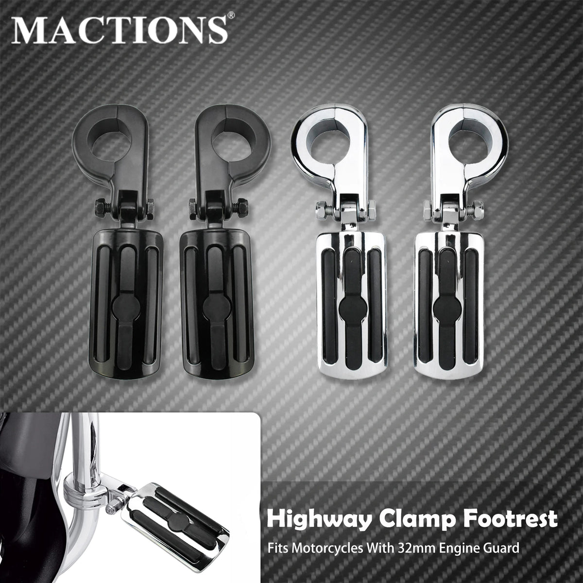 Repose-Pieds Highway 32mm pour Barre de Garde - Harley-Davidson Touring, Sportster, Softail – photo 1/12