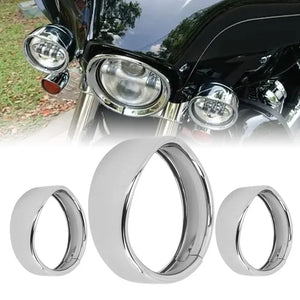 Cerclage de phare chromé pour Harley Touring - vue 1