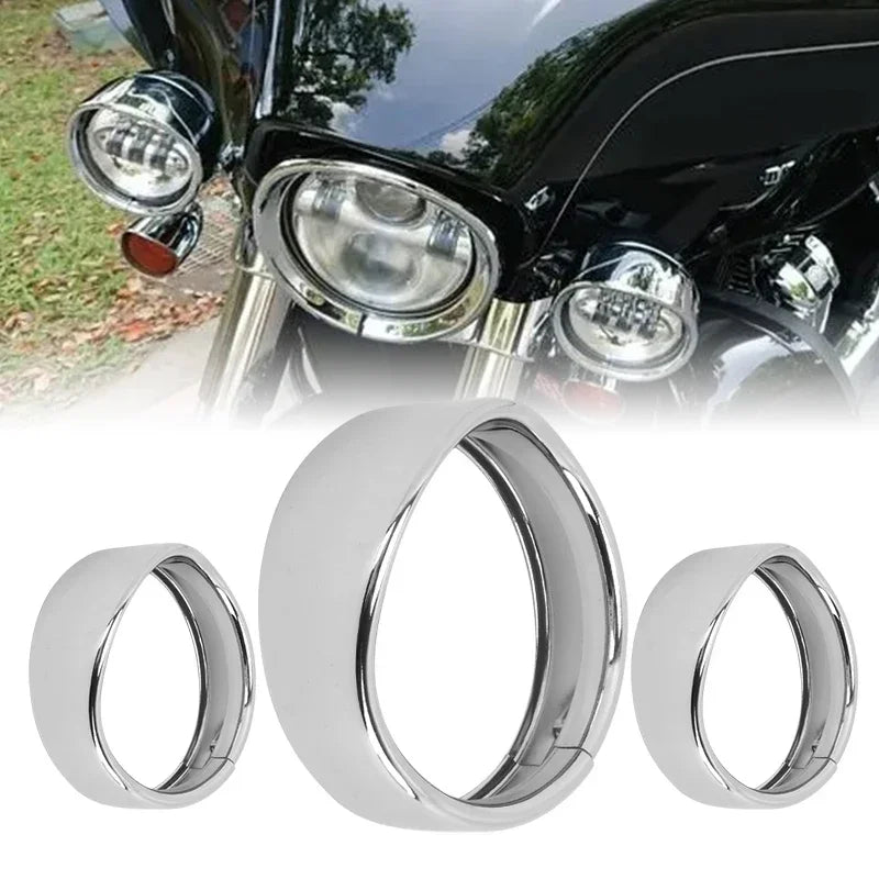 Cerclage de phare chromé pour Harley Touring - vue 1