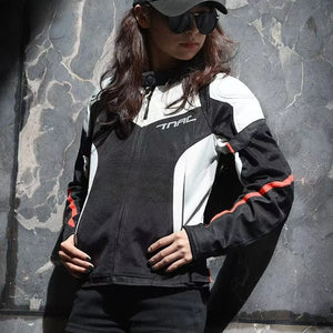 Blouson moto femme noir en tissu maillé - vue de face - vue 10