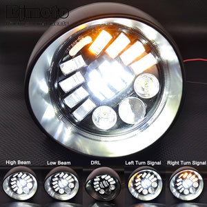 Phare LED rond noir 5,75 pouces pour moto custom et Harley-Davidson - vue 2
