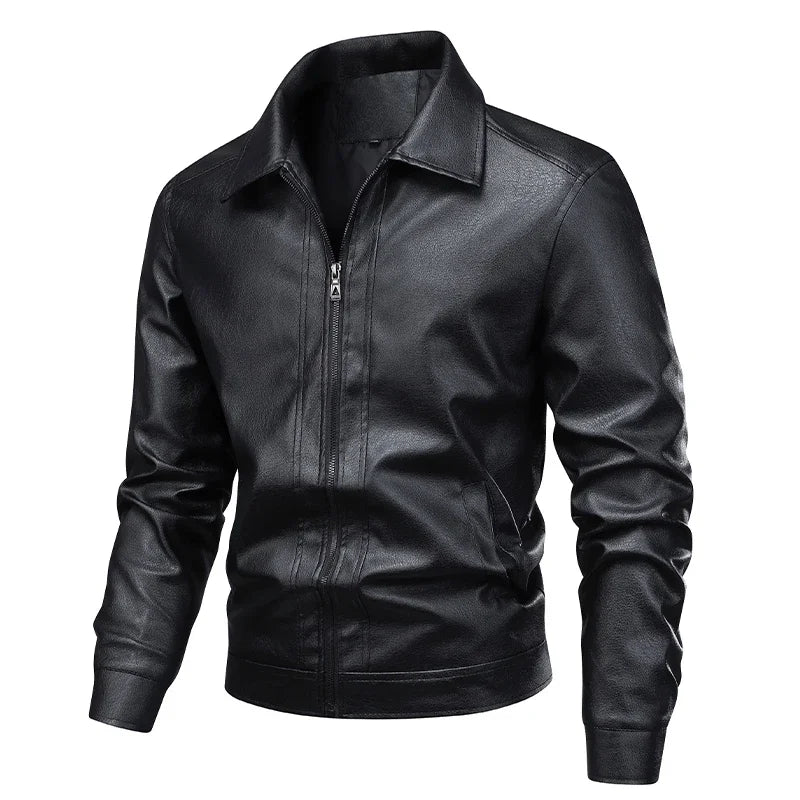 Blouson biker en simili cuir noir - vue - vue 1